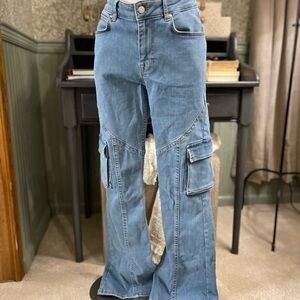 ASOS Light Blue Flare Cargo Jeans